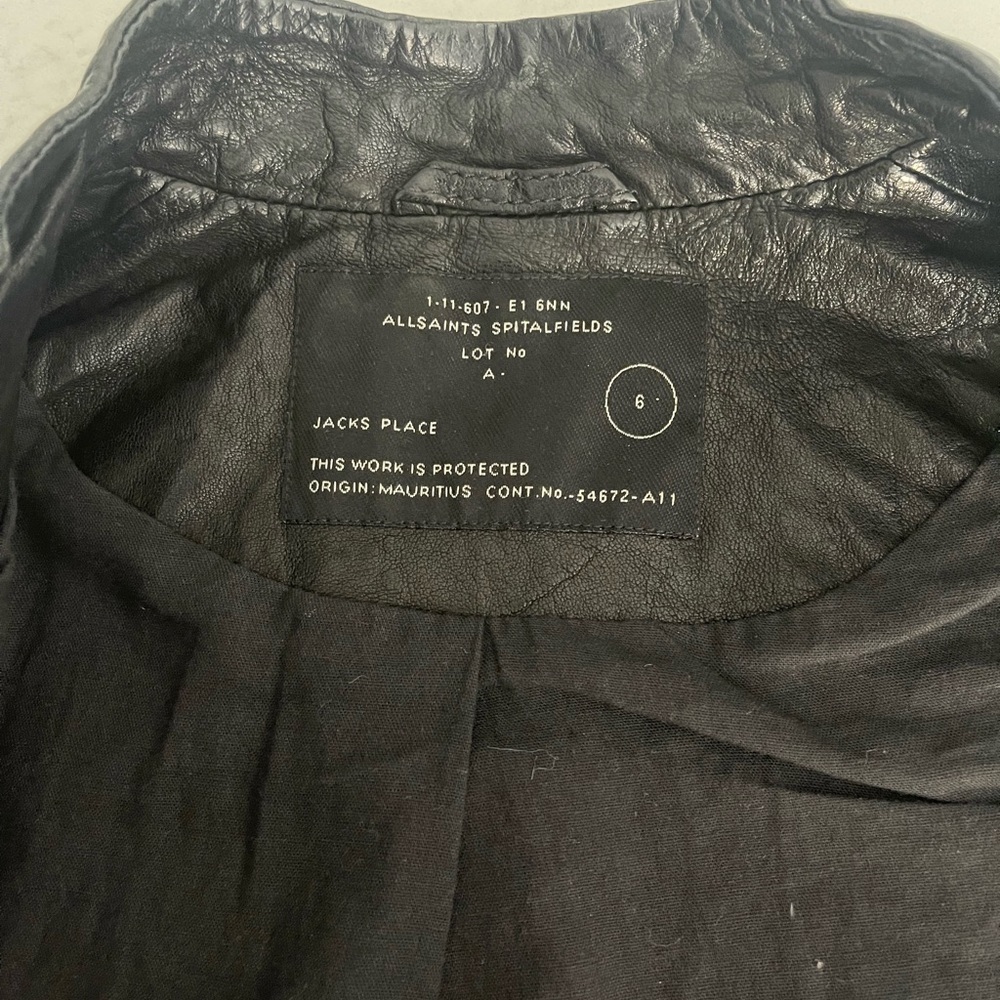 Black All Saints Leather jacket size 6 cropped